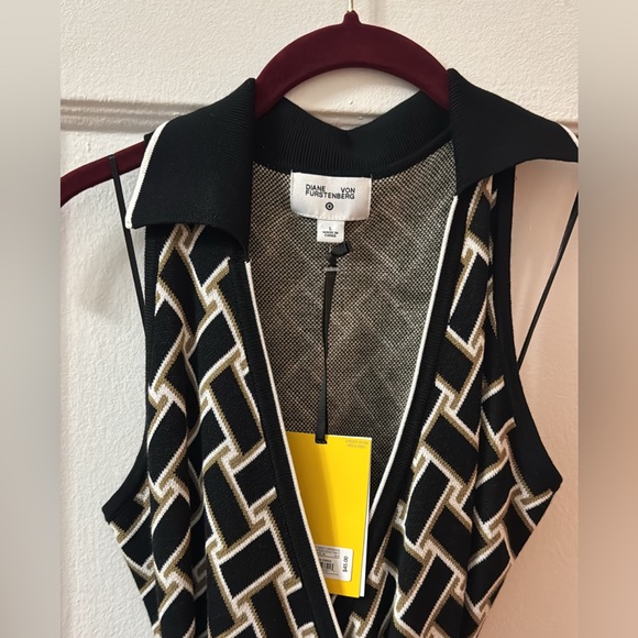 Diane Von Furstenberg x Target Collared Sleeveless Black Wrap Dress L Large - Picture 3 of 4